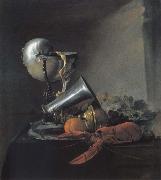 Jan Davidsz. de Heem Style life with Nautiluspokal and lobster oil on canvas